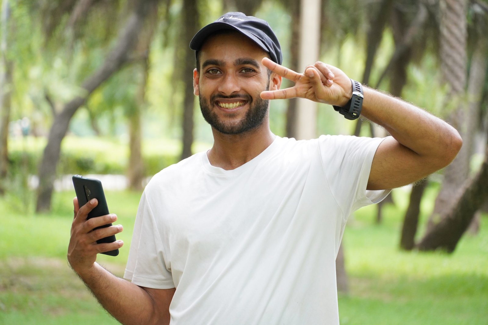 happy man with mobile phone